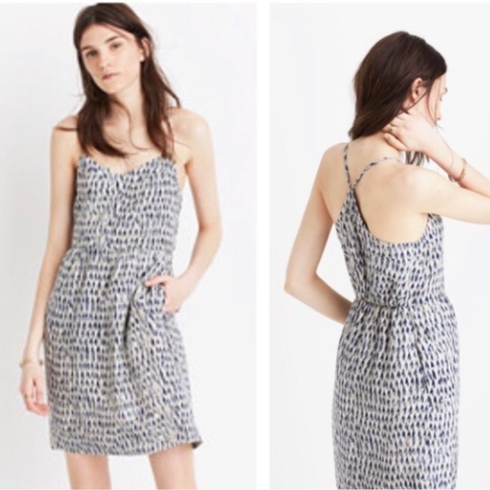 Madewell Silk Sunlight Cami Dress Painted Feathers